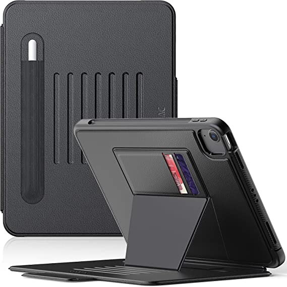 SEYMAC Slim, Shockproof, Full Body Protective Case for iPad Air 4th Generation 10.9 Inch 2020, iPad Pro 11 2020/2018 with 7 Angles Magnetic Stand, Card Slots, Pencil Holder, Auto Sleep/Wake, Black