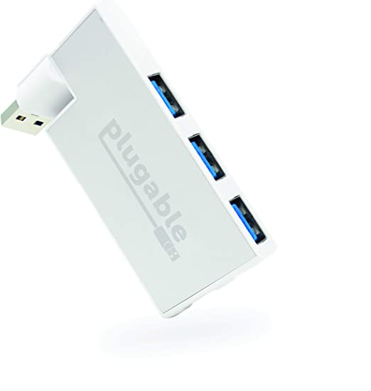 Plugable USB Hub, Rotating 4 Port USB 3.0 Hub, Powered USB Hub (Compatible with Windows, macOS & Linux, USB 2.0 Backwards Compatible)