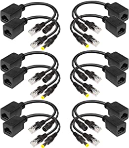 Passive PoE Injector 6 Pairs PoE Splitter Kit Passive PoE Injector and PoE Splitter Kit with 5.5x2.1 mm DC Connector RJ45 Power Over Ethernet