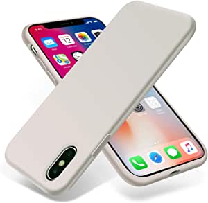 OTOFLY iPhone Xs Max Case,Ultra Slim Fit iPhone Case Liquid Silicone Gel Cover with Full Body Protection Anti-Scratch Shockproof Case Compatible with iPhone Xs Max, (White Stone)