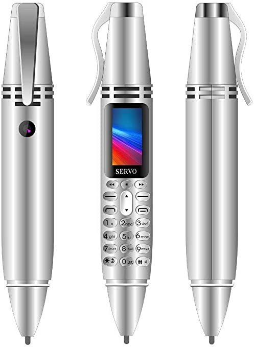 قلم هاتف خلوي صغير بنمط قلم البلوتوث 0.96 بوصة يدعم الهاتف المحمول GSM ثنائي SIM بحد أقصى 32G بطاقة TF مع كاميرا ومسجل صوت Small (black)
