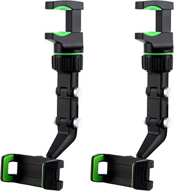 eing Car Phone Holder 360 Degree Rearview Mirror Phone Holder,Phone Holder Phone Mount Bracket Universal Adjustable Holder Cradle Car Mount for Cell Phone,2 - Pack (Green)