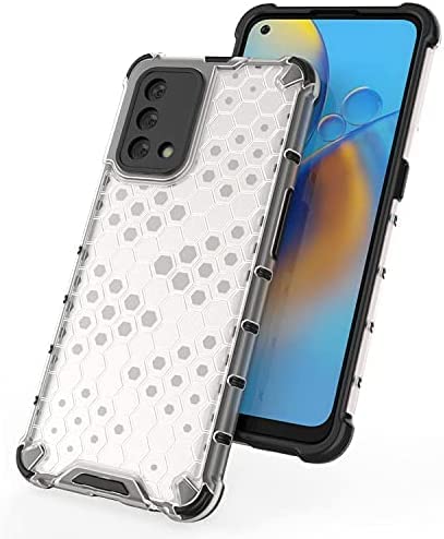 جراب Oppo A74 4G - جراب عالي الجودة من GrabMobily - غطاء Iron Man ضد الصدمات - جراب مقاوم للصدمات - حواف سوداء خلفية خلية النحل الشفافة