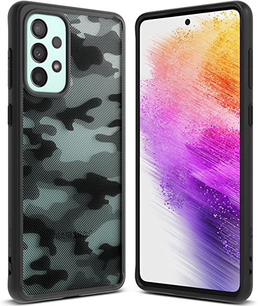 Ringke Fusion Compatible with Samsung Galaxy A73 5G (2022) Case, Matte Camouflage Hard PC Back Shockproof TPU Bumper Protective Phone Cover - Matte Camo Black