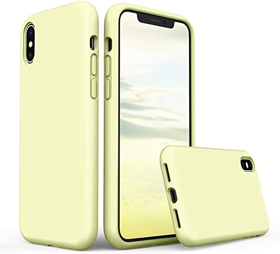SURPHY Silicone Case Compatible with iPhone Xs Case iPhone X Case 5.8 inches, Liquid Silicone Phone Case (with Microfiber Lining) for iPhone Xs 2018 / iPhone X 2017 (Light Yellow)