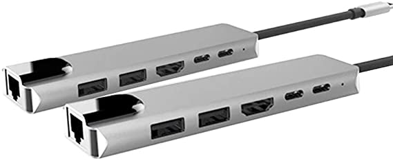6 in 1 USB C (Type C) to 4K HDMI 60Hz, 2 X USB3.0, PD USB C (2 Nos.), Gigabit Ethernet Adapter (RJ45), USB C type c usb adapter hub