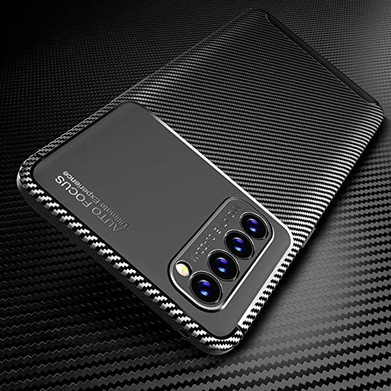 Case For Oppo Reno 4 Pro (4G Only), Flexible Rugged Armor Case with Brushed Carbon Fiber Pattern - premium quality cover From GrabMobily -Black