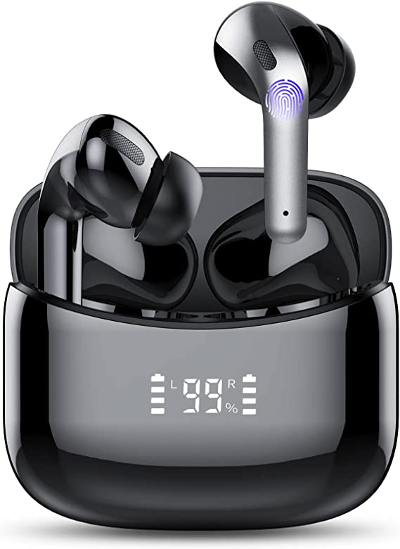 Tiksounds Wireless Headphones, Bluetooth Headphones in-Ear, Deep Bass Sound, Touch Control Sport Wireless Earbuds, 35 Hrs, USB-C Fast Charging, Mics