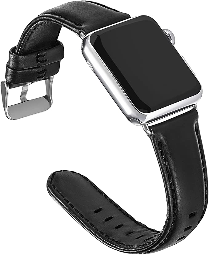 Aladrs Genuine Leather Strap Compatible for Apple Watch Band 45mm 44mm 42mm 41mm 40mm 38mm, Wristband Replacement for iWatch Series 7 (45mm 41mm) Series 6 5 4, SE (44mm 40mm) Series 3 2 1 (42mm 38mm)