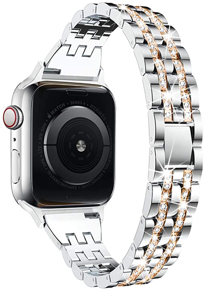 Compatible with Apple Watch Band 38mm 40mm 42mm 44mm for Women, CTYBB Rhinestone Metal Jewelry Wristband Strap Replacement for iWatch Bracelet SE Series 6/5/4/3/2/1