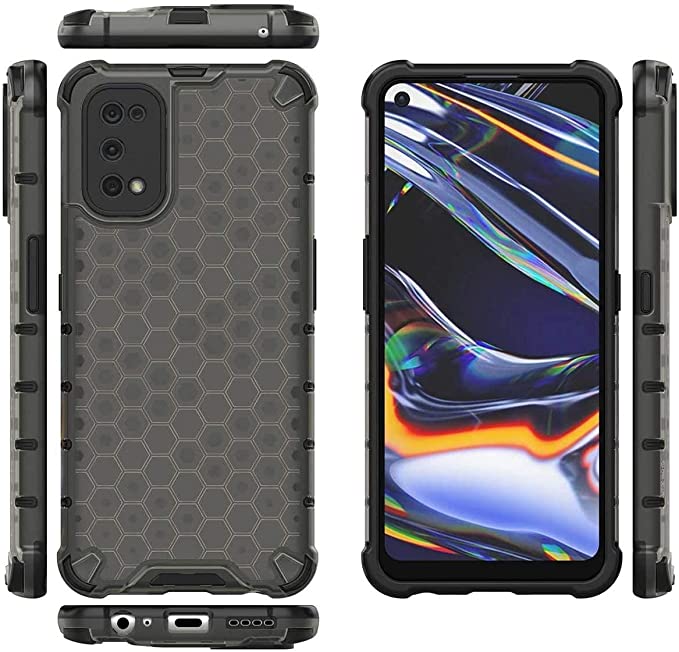 Realme 7 pro - premium quality cover From GrabMobily - Iron Man Shockproof Cover - Shockproof Case -Black Edges Gray Beehive Back