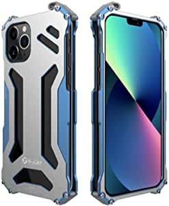 Kowauri Metal Case for iPhone 13 Pro Max,Gundam Aluminum Metal Shock Proof Frame Bumper Double Color Oxidation Aluminum Metal Case Cover for iPhone 13 Pro Max 6.7 inch 2021 (Blue)