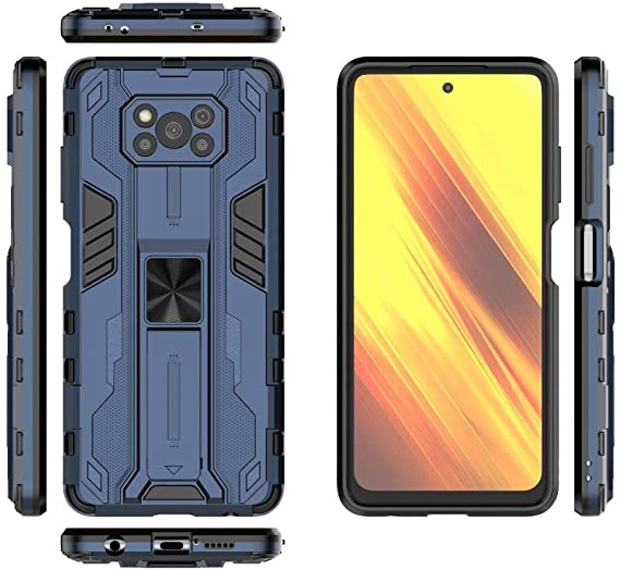 Xiaomi Poco X3 Pro Iron Man Rugged Kickstand Shockproof Original Case from CompuMisr - Blue
