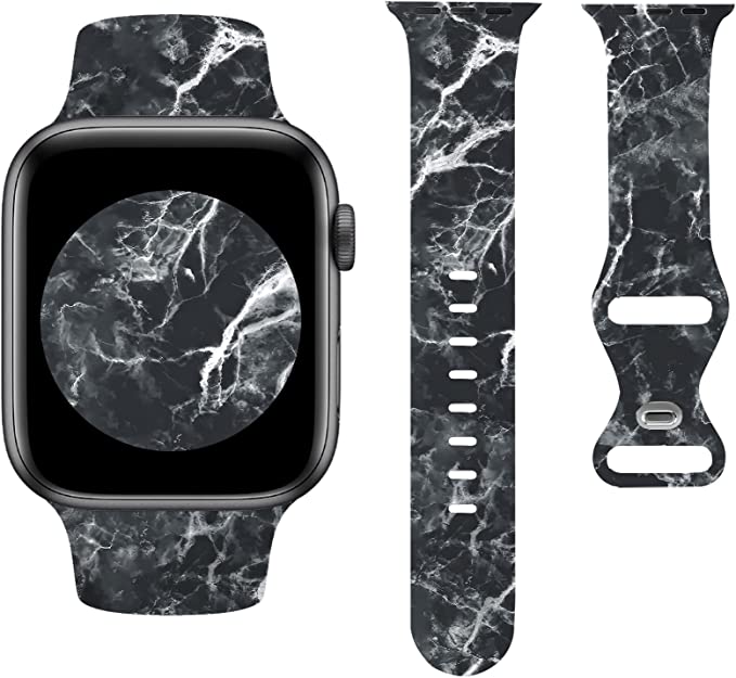 Sport Bands Compatible with Apple Watch Band 38mm 40mm 41mm 42mm 44mm 45mm, Luxruy Marble Pattern Soft Silicone Strap Replacement for iWatch Series 7/6/5/4/3/2/1 Womnen Men