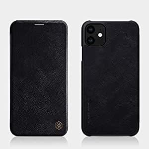 Nillkin Case for Apple iPhone 11 (6.1" Inch) Qin Genuine Classic Leather Flip Folio Black Color + Card Slot