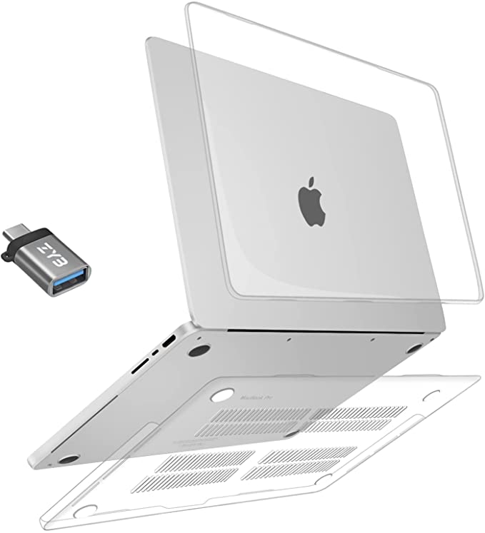 ZYB for MacBook Pro 14 inch 2021 Case, Case for MacBook Pro 14 M1 Pro / M1 Max A2442, Ultra-thin Hard Shell Protective Cases for new Mac Book Pro 14 + USB-C Adapter, Crystal Clear