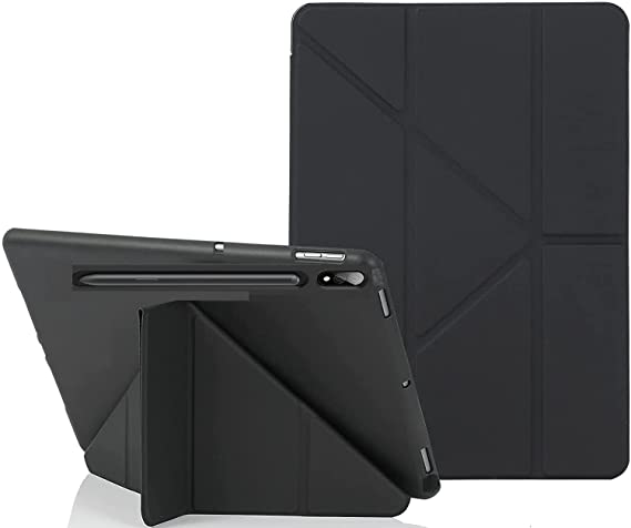 Samsung Galaxy Tab S8 Plus 12.9 Inch 2022 With Pencil Holder 5-In-1 Multiple Viewing Angles Tpu Back Auto Wake/Sleep Black