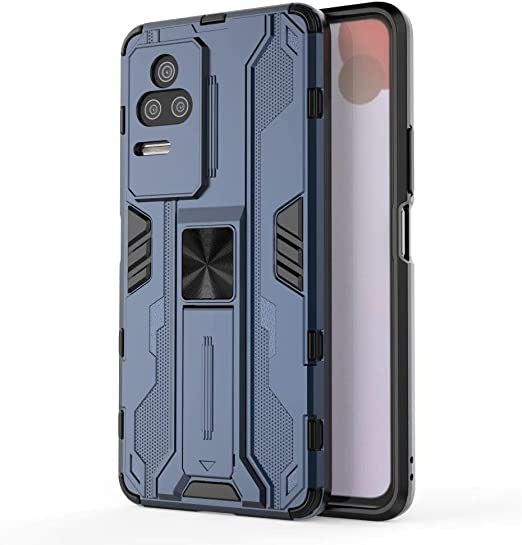 Xiaomi Redmi K50 Pro, Iron Man Rugged Kickstand Cover - Heavy Duty Armor Shockproof Cover- Slip-Resistant - Original New cover From GrabMobily – Blue