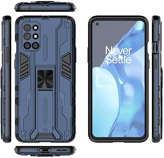 لهاتف OnePlus 9R جراب ايرونمان خلفي أصلي مقاوم للصدمات مع مسند للظهر من GrabologyStore - أزرق