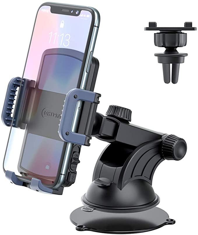 Phone Holder Car Mount,OHLPRO 2-in-1Universal Suction Cup with Telescopic Extension Rod Car Dashboard Dash Windshield Air Vent for iPhone Samsung Sony Google All 4"- 6.4" Smartphones