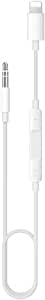 Lightning to 3.5mm Male Aux Stereo Audio Cable, Premium Car Aux Cord For iPhone 7/7 Plus Perfect Compatible of iOS 10.3/11 and later with Volume Control and Switch Songs(White)
