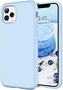 iPhone 11 Pro Max Case DOMAVER Slim Lightweight Smooth Liquid Silicone Soft Gel Rubber Microfiber Lining Cushion Texture Cover Shockproof Protective Phone Cases for iPhone 11 Pro Max 6.5", Light Blue