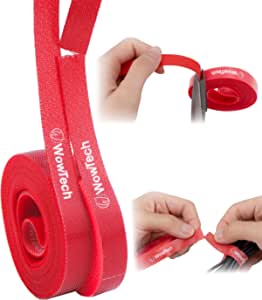 WOWTECH 2-pack Reusable Tearable Cable Ties Straps Roll for Cable Management Organization, 3 meters (Red)