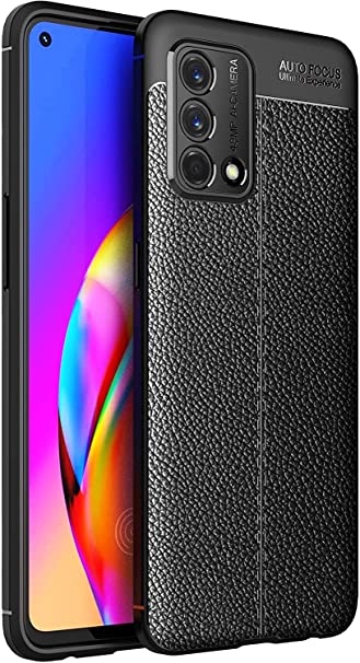 Oppo A95 4G, Shockproof Original Leather Pattern Back Case Carbon Fiber Brushed - Slip-Resistant - Premium quality Case From GrabMobily - Black