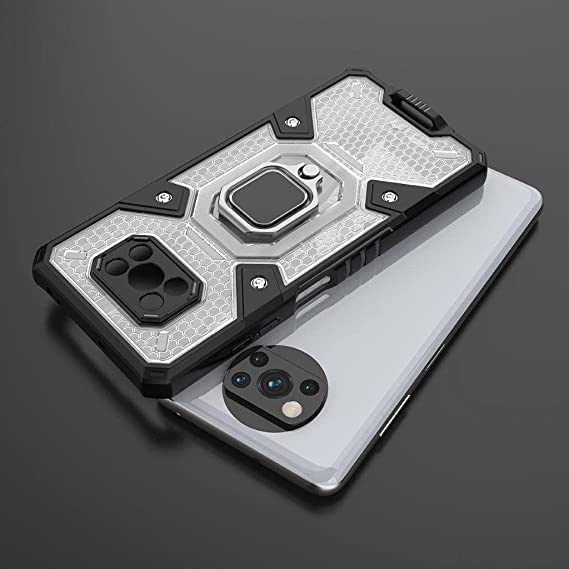 جراب لهاتف شاومى Poco X3 NFC ، - جراب عالي الجودة - مقاوم للانزلاق - جراب أصلي جديد الكل في واحد من GrabMobily - جراب حماية مزدوجة ضد الصدمات مع حبل قصير أصلي - شفاف وأسود