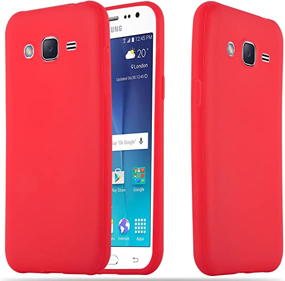 Cadorabo Case Compatible with Samsung Galaxy J2 2015 in Candy RED - Shockproof and Scratch Resistant TPU Silicone Cover - Ultra Slim Protective Gel Shell Bumper Back Skin