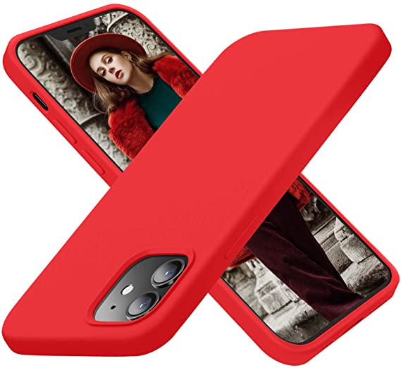 Cordking Designed for iPhone 12 Pro Cases, Designed for iPhone 12 Cases, Shockproof Silicone Phone Case with [Soft Anti-Scratch Microfiber Lining] 6.1 inch, Red