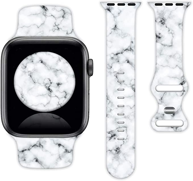Marble Silicone Band Compatible with Apple Watch Bands 38mm 40mm 41mm 42mm 44mm 45mm Cute Soft Sport Strap for IWatch Series 7 6 5 4 3 2 1 Women Men Gifts