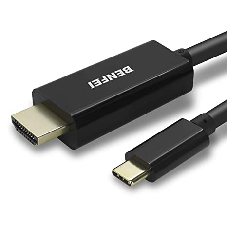 USB Type C(Thunderbolt 3) to HDMI 4K UHD 1.8M Cable, BENFEI USB 3.1 (USB-C) to HDMI Adapter Male to Male Gold-Plated Cord