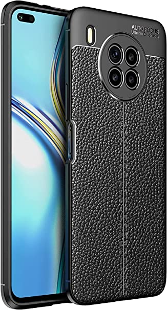 Huawei Nova 8i, Original New Case From GrabMobily -, Leather Pattern Shockproof Cover Durable Ultra Thin Carbon Fiber Brushed Protection Case -Slip-Resistant - Premium quality Case - Black