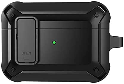 For Airpods Pro Case Soft TPU PC Armor With Lock Cases Shockproof TPU Cover For Apple Airpods Pro - Black