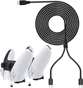 EXLENE PS5 Controller USB Charging Cable 9.8 FT/3M Dual Type C Fast Charging for Sony PS5 Controller DualSense Compatible with Microsoft Xbox Series X, Nintendo Switch Lite Console and Pro Controller