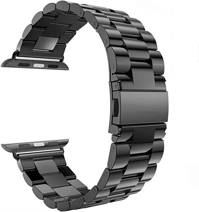 for Apple Watch Band Stainless Steel Strap Wristband for Replacement iWatch Strap with Comfortable Durable Folding Metal Clasp Classic Buckle Wrist Watch Strap