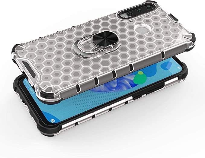 Honor 9C - Original New cover From GrabMobily - Iron Man Clear Ring Shockproof Cover with Beehive Back Cover with Black Bezels