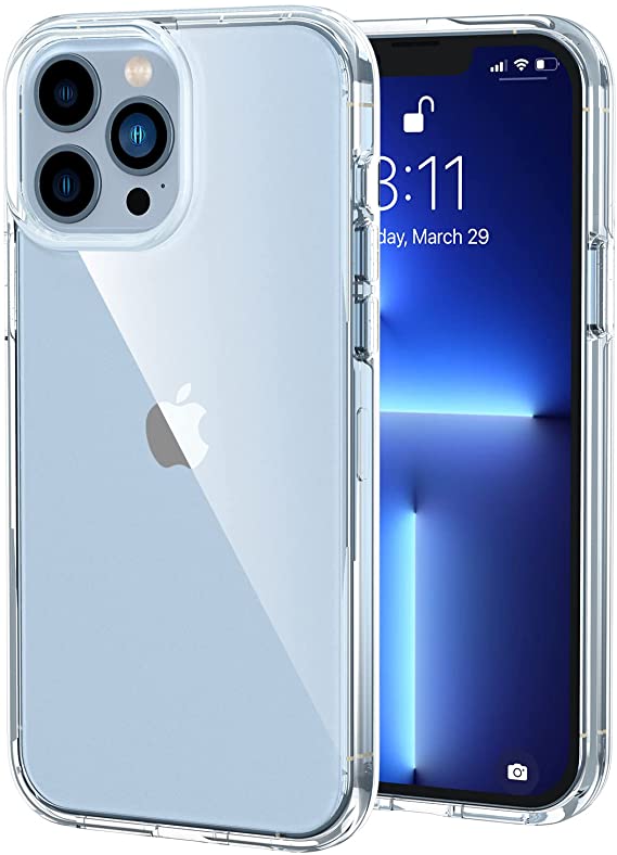 Mxkure Clear Designed for iPhone 13 Pro Max Case for Women Girls, [Anti-Yellowing] Protective Slim Thin Shock-Proof Drop Protection Phone Case, Flexible TPU + Hard PC Cover 6.7 Inch 2021 (Clear)