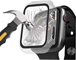 Henstar Compatible with Apple Watch Series 6/5/4/SE 40mm Hard Case,Ultra Thin HD Tempered Glass Screen Protector Full Coverage Protective Cover for iwatch (Clear, Series 6/5/4/SE 40mm)