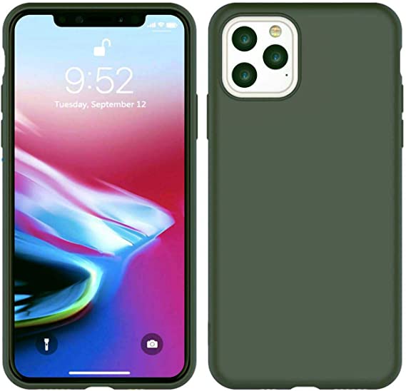 Pokanic Soft Touch Liquid Silicone Gel Rubber Bumper Full Body Protection Microfiber Lining Protect Drop Proof Non-Slip Case Cover Compatible with Apple iPhone 11 Pro (2019) 5.8" (Midnight Green)