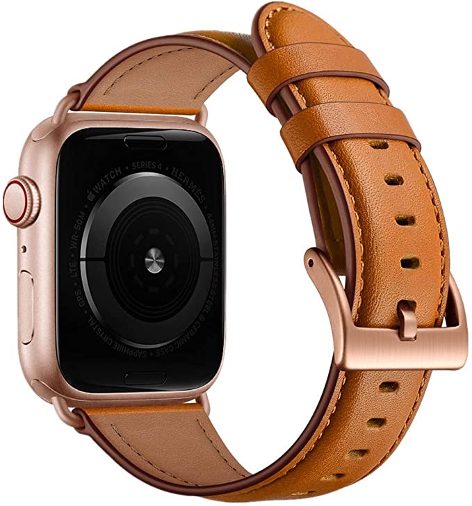 OUHENG Compatible with Apple Watch Band 38mm 40mm, Genuine Leather Band Replacement Compatible with Apple Watch Series 6 5 4 3 2 1 SE 38mm 40mm