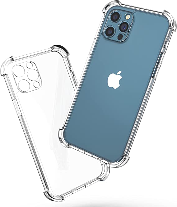 CORELONG Clear Case Compatible with iPhone 12 Pro,[Military Grade Drop Test] [Camera Protection] [Not Yellowing] [4 Reinforced Bumpers] for iPhone 12 Pro 6.1 inch- Crystal Clear