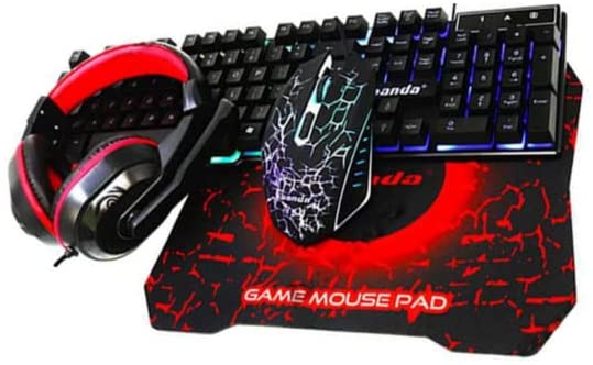 All-In-One RGB 4pcs Gaming Kit - Keyboard with Mouse and Mouse Pad with Giming Lightning Headphones G12