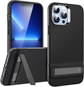 ESR Metal Kickstand Case Compatible with iPhone 13 Pro Max Case, Patented Two-Way Stand, Reinforced Drop Protection, Slim Flexible Back Cover, Black