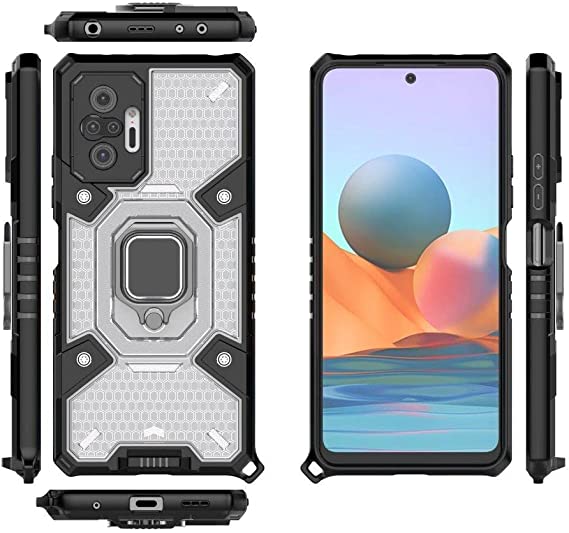Compatible Case for Xiaomi Redmi Note 10 Pro 4G, Space Capsule Pattern Anti-Slip Protective, Ultra Shock Absorption, Kickstand Ring, with Lanyard. Cover for Xiaomi Redmi Note 10 Pro 4G - Translucent