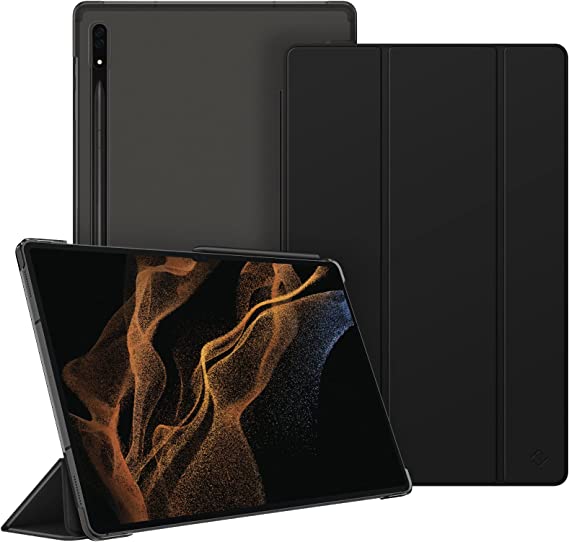 Fintie SlimShell Case for Samsung Galaxy Tab S8 Ultra 14.6 inch 2022 (Model SM-X900/X906) with S Pen Holder, Lightweight Stand Translucent Frosted Back Cover, Auto Wake/Sleep, Black