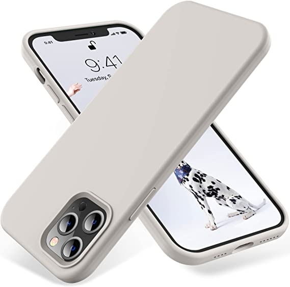 OTOFLY Compatible with iPhone 12 Pro Max Case 6.7 inch(2020),[Silky and Soft Touch Series] Premium Soft Liquid Silicone Rubber Full-Body Protective Bumper Case for iPhone 12 Pro Max (Stone)