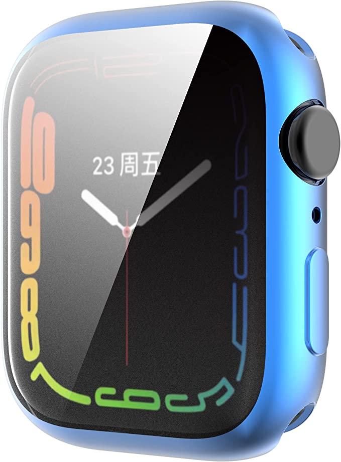 BONICI Smart Watch Screen Protector Case for Apple Watch 7, Men Boys Girls Women Elegant Electroplating Plated Solid Color Soft TPU Silicon Protective Cover for Apple Watch iWatch 7 (45mm) -Blue 2