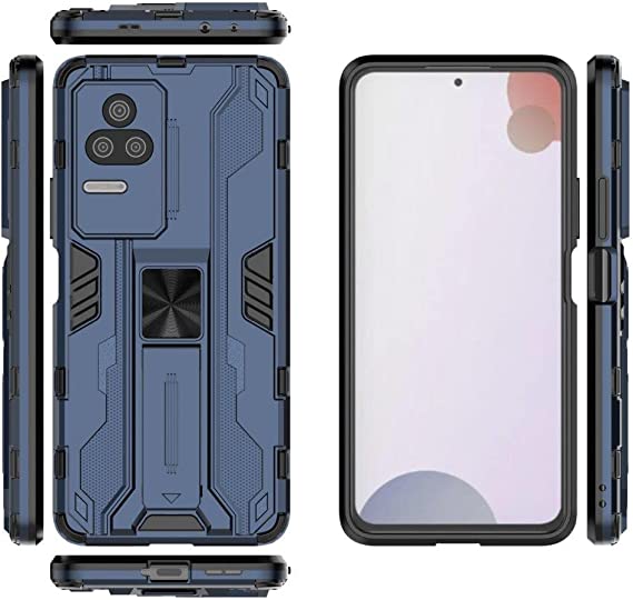 لهاتف شاومي Redmi K50 / Redmi K50 Pro جراب ايرونمان خلفي أصلي مقاوم للصدمات مع مسند للظهر من GrabologyStore - أزرق